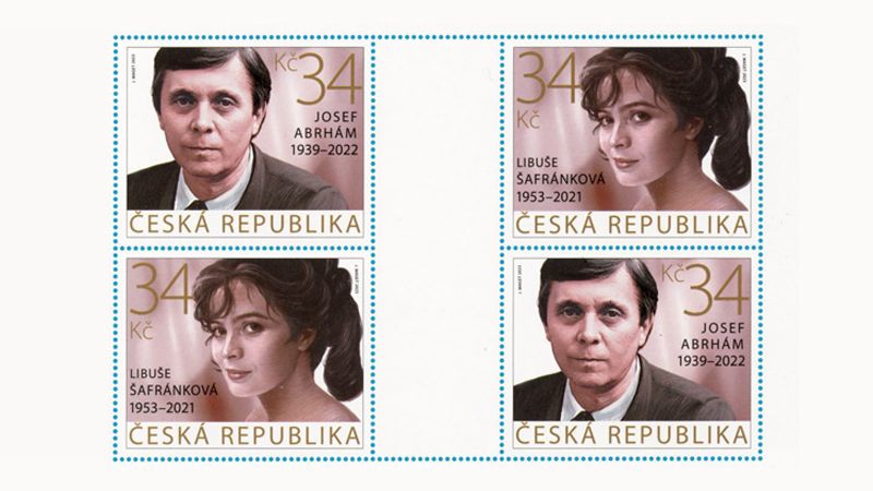 Pošta začala prodávat známky s portréty Šafránkové a Abrháma